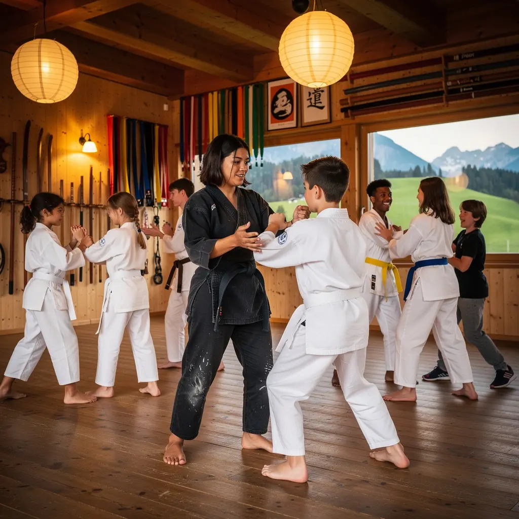 Eine Nahaufnahme von Kampfsportausrüstung, einschließlich Handschuhe und Gürtel.