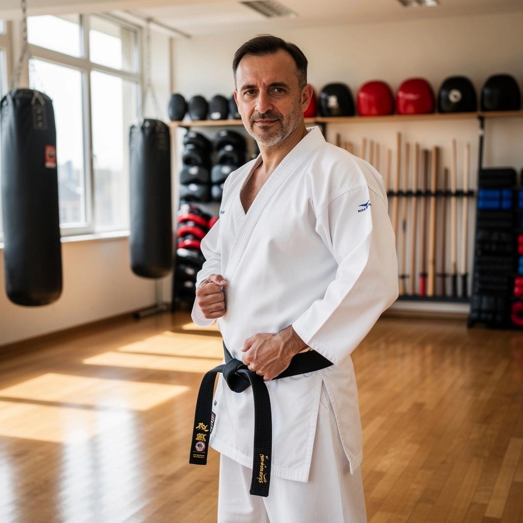 Ein MMA-Kämpfer führt einen kraftvollen Schlag im Ring aus.